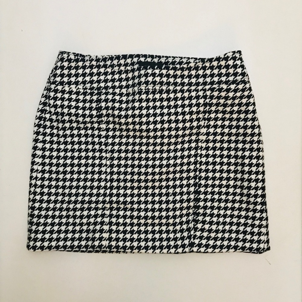 NWT The Limited Y2K Cotton Wool Black White Houndstooth Mini Skirt • Sz 0 🔴